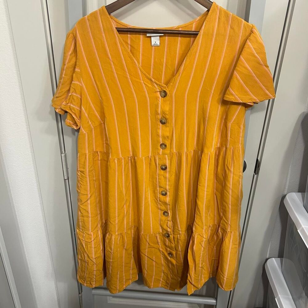 Ava-viv Women's Yellow Striped Dress